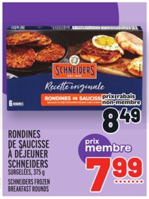 Metro Rondines de saucisse à déjeuner schneiders | schneiders frozen breakfast rounds offer