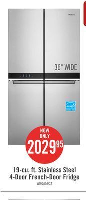 The Brick Whirlpool 19.4 cu. ft. 4-door french-door refrigerator - wrqa59cnkz offer