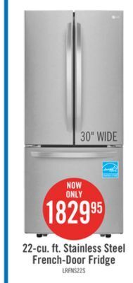 The Brick Lg 21.8 cu. ft. 3-door french door refrigerator - lrfns2200s offer