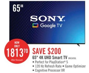 The Brick Sony bravia 65 xr x90l 4k hdr full array led google tv offer