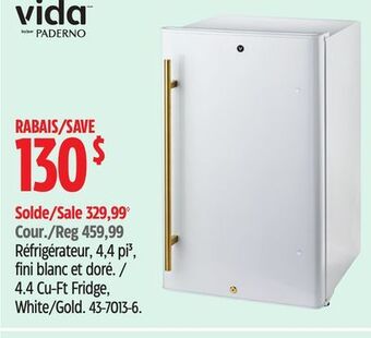 Canadian Tire Vida by paderno 4.4 cu-ft fridge, white/gold offer