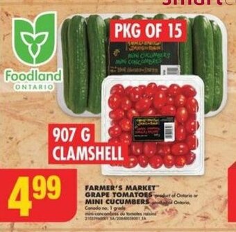 No Frills FARMER'S MARKET GRAPE TOMATOES or MINI CUCUMBERS offer