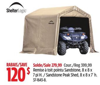 Canadian Tire Shelter logic sandstone peak shed, 8 x 8 x 7' h offer