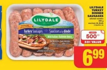 No Frills LILYDALE TURKEY DINNER SAUSAGES offer