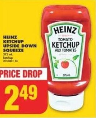 No Frills HEINZ KETCHUP UPSIDE DOWN SQUEEZE 375 ml offer