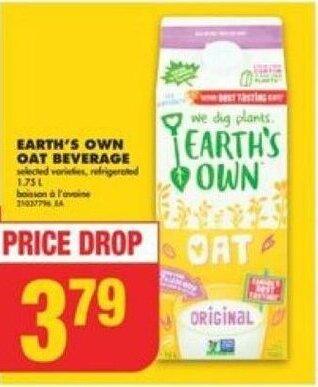 No Frills EARTH'S OWN OAT BEVERAGE offer