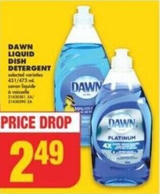No Frills DAWN LIQUID DISH DETERGENT offer