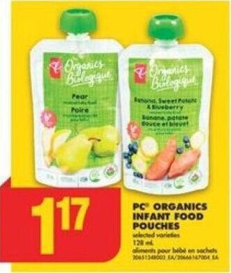 No Frills PC ORGANICS INFANT FOOD POUCHES 128 mL offer