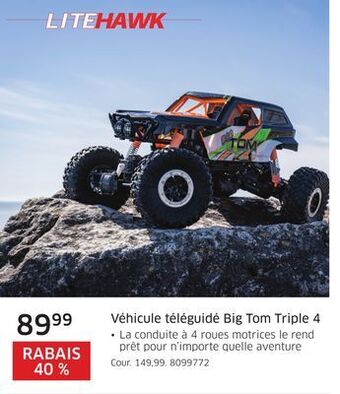 Véhicule téléguidé big tom triple 4 litehawk