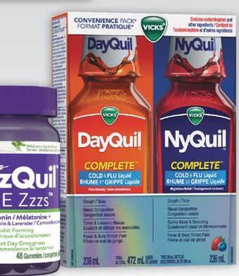 Brunet Dayquil, nyquil, zzzquil produits sélectionnés pour aider au soulagement des symptômes du rhume et de la grippe ou aide-somme offer