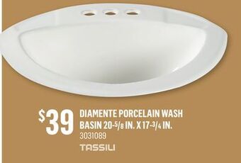 Canac Diamente porcelain wash basin 20-5/8 in. x 17-3/4 in offer