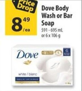 Co-op Dove Body Wash or Bar Soap 591-695 mL or 6 x 106 g offer