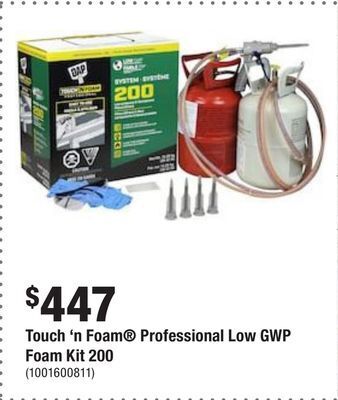 Home Depot Touch 'n foam professional low gwp foam kit 200 offer