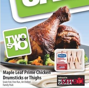 Co-op Maple Leaf Prime Chicken Drumsticks or Thighs offer