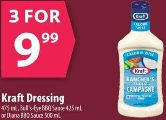 Co-op Kraft Dressing 475 mL, Bull's-Eye BBQ Sauce 425 mL or Diana BBQ Sauce 500 mL offer