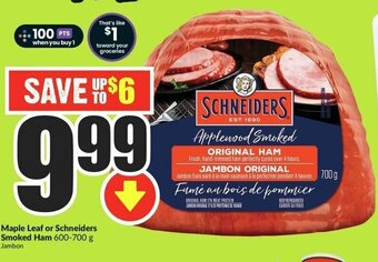 FreshCo Maple Leaf or Schneiders Smoked Ham 600-700 g offer
