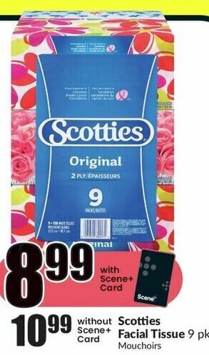 FreshCo Scotties Facial Tissue 9 pk offer