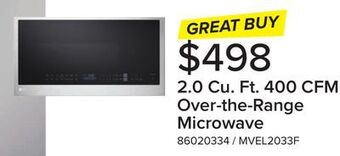 Leon's Lg platinum silver steel smart wi-fi enabled over-the-range microwave with easyclean (2.0 cu. ft.) - mvel2033f offer