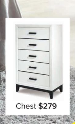 Leon's Frost 5 drawer chest - white, black offer