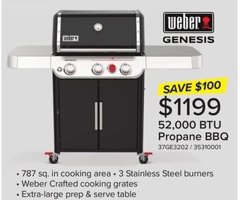 Leon's Weber genesis e-325s 3-burner 52,000 btu propane bbq in black - 35310001 offer
