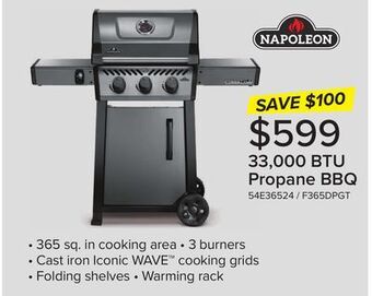 Leon's Freestyle 365 3-burner 33,000 btu propane gas grill - f365dpgt napoleon offer