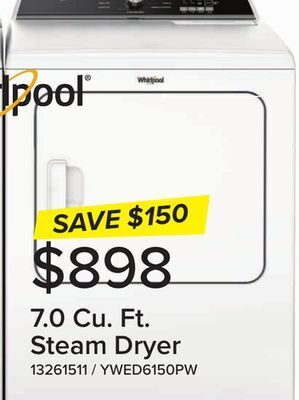 Leon's Whirlpool white electric dryer (7.00 cu ft) - ywed6150pw offer