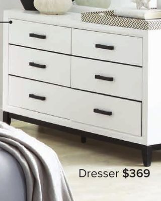 Leon's Frost 6 drawer dresser - white, black offer