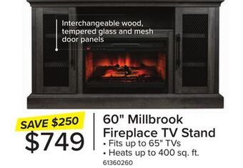 Leon's Millbrook fireplace tv stand - fawn aged oak offer