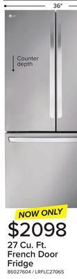 Leon's Lg stainless steel french door smart counter-depth max refrigerator (27 cu. ft.) - lrflc2706s offer