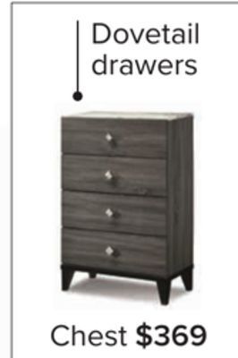 Leon's Amber 4 drawer chest - grey, black offer