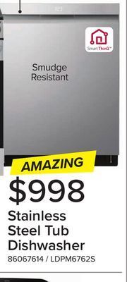 Leon's Lg stainless steel smart top control dishwasher with quadwash and dynamic dry - ldpm6762s offer