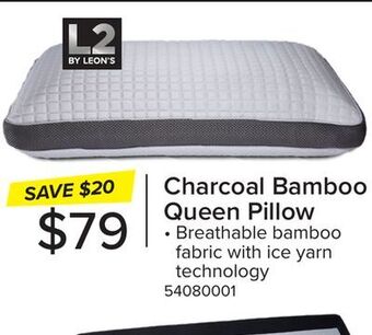 Leon's L2 charcoal bamboo queen pillow offer