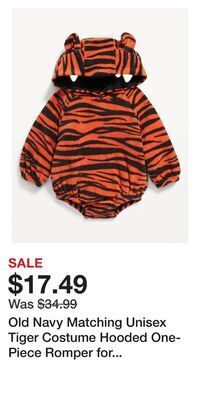 Old Navy Old navy matching unisex tiger costume hooded one-piece romper for baby offer