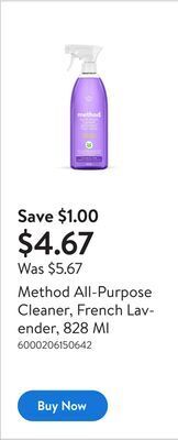 Walmart Method all-purpose cleaner, french lavender, 828 ml offer
