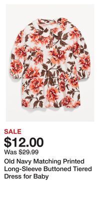 Old Navy Old navy matching printed long-sleeve buttoned tiered dress for baby offer