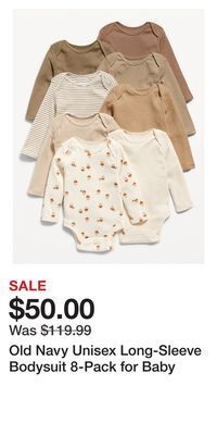 Old Navy Old navy unisex long-sleeve bodysuit 8-pack for baby offer