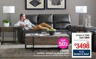 La Z Boy Norris leather seated reclining sofa offer