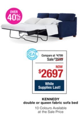 La Z Boy Kennedy double or queen fabric sofa bed offer