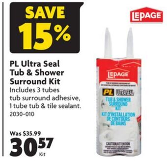 Home Hardware Pl ultra seal tub & shower surround kit offer