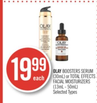 Shoppers Drug Mart Olay boosters serum (30ml) or total effects facial moisturizers (13ml - 50ml) offer
