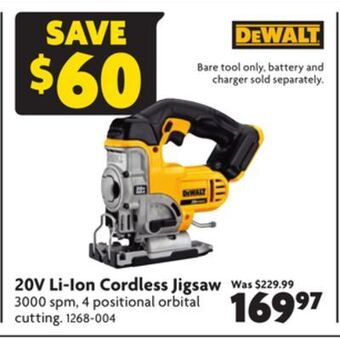 Home Hardware 20v li-ion cordless jigsaw offer