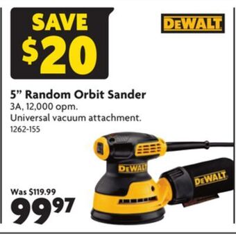 Home Hardware 5 random orbit sander offer