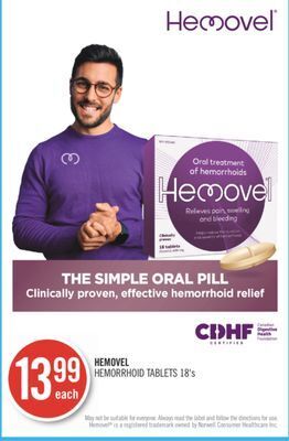 Shoppers Drug Mart Hemovel hemorrhoid tablets offer