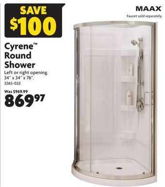 Home Hardware Cyrene round shower offer