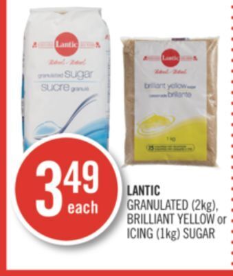 Shoppers Drug Mart Lantic granulated (2kg), brilliant yellow or icing (1kg) sugar offer