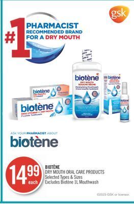 Shoppers Drug Mart Biotène dry mouth oral care products offer