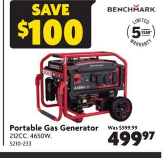 Home Hardware Portable gas generator offer