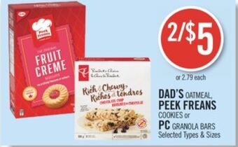 Shoppers Drug Mart Dad's oatmeal, peek freans cookies or pc granola bars offer