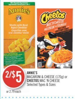 Shoppers Drug Mart Annie's macaroni & cheese (170g) or cheetos mac n cheese offer