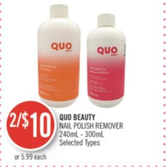 Shoppers Drug Mart Quo beauty nail polish remover offer